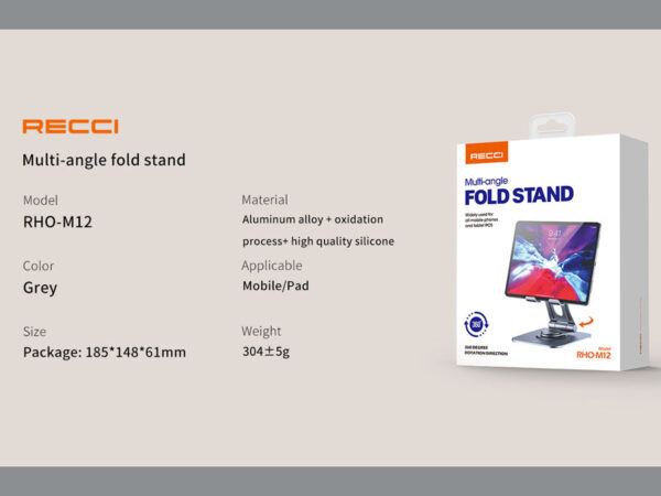 پایه نگه دارنده موبایل و تبلت رسی مدل Recci Multi-angle Fold Stand RHO-M12